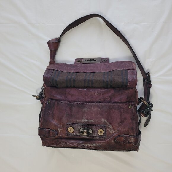 Frye Cameron Crossbody Distressed Merlot Wine Leather Purse Shoulder Bag - Picture 1 of 15